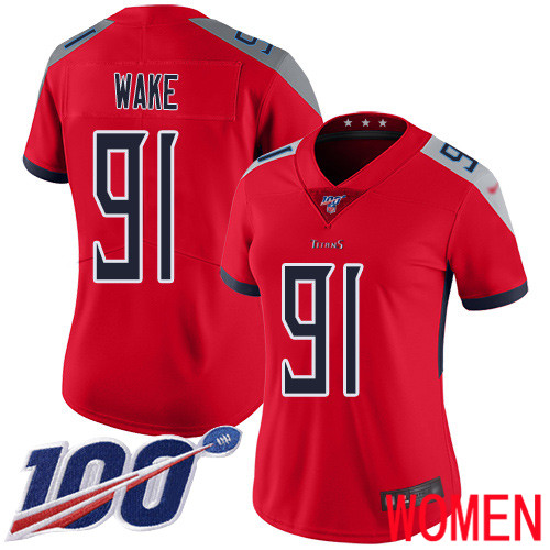 Tennessee Titans Limited Red Women Cameron Wake Jersey NFL Football #91 100th Season Inverted Legend->women nfl jersey->Women Jersey